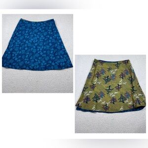 White Stuff Womens Reversible Novelty Print Midi Skirt Size 14 Retro Artsy